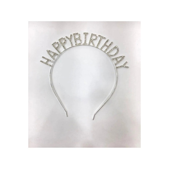 Taç Taşli Metal Happy Birthday Gümüş Taç Taşli Metal Happy Birthday Gümüş