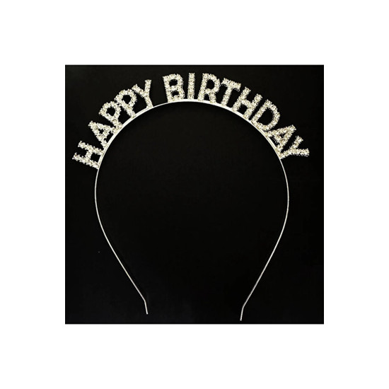 Taç Taşli Metal Happy Birthday Gümüş Taç Taşli Metal Happy Birthday Gümüş