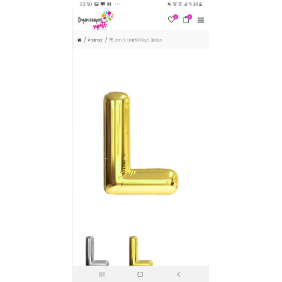 16 Inc Folyo Balon Harf Altin L 16 Inc Folyo Balon Harf Altin L