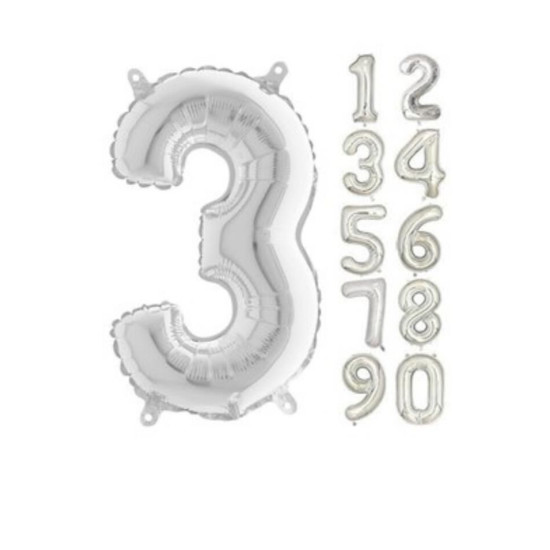 16 Inc Folyo Balon Rakam Gümüş 3 16 Inc Folyo Balon Rakam Gümüş 3