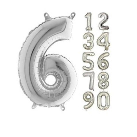 16 Inc Folyo Balon Rakam Gümüş 6 16 Inc Folyo Balon Rakam Gümüş 6