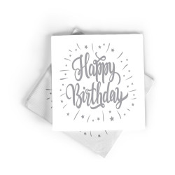 Peçete Varakli Happy Gümüş