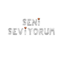 Set Seni̇ Sevi̇yorum Folyo Balon Gümüş Set Seni̇ Sevi̇yorum Folyo Balon Gümüş