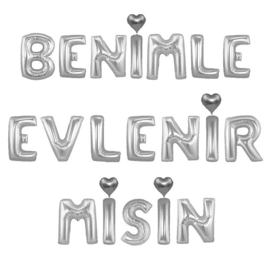 Set Beni̇mle Evleni̇rmi̇si̇n Folyo Balon Gümüş