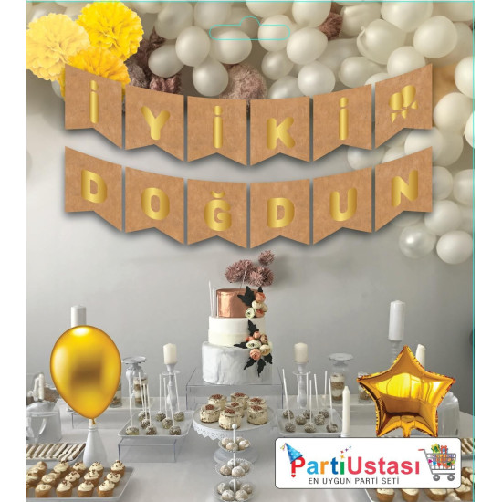 Yazi Varakli Zarf Banner İyi̇ki̇ Doğdun Kraf Gold Yazi Varakli Zarf Banner İyi̇ki̇ Doğdun Kraf Gold