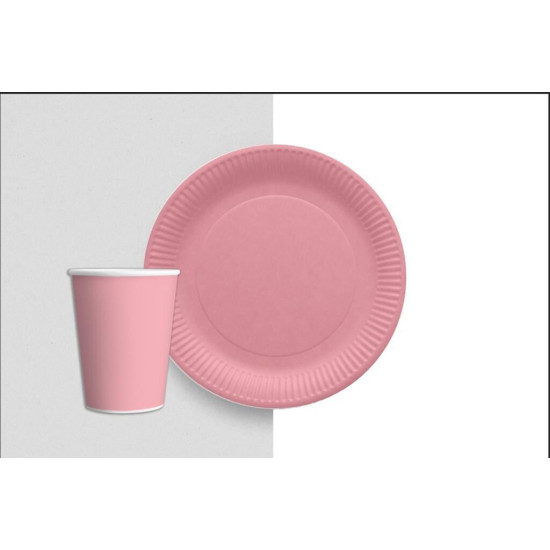 Tabak Bardak Pastel Pembe