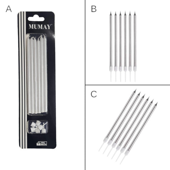 Mum 15 Cm 6 Li Gümüş