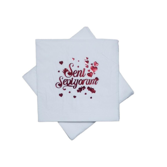 Peçete Varakli Seni̇ Sevi̇yorum Kirmizi