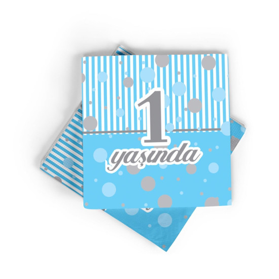 Baskili Peçete 1 Yaş Mavi̇