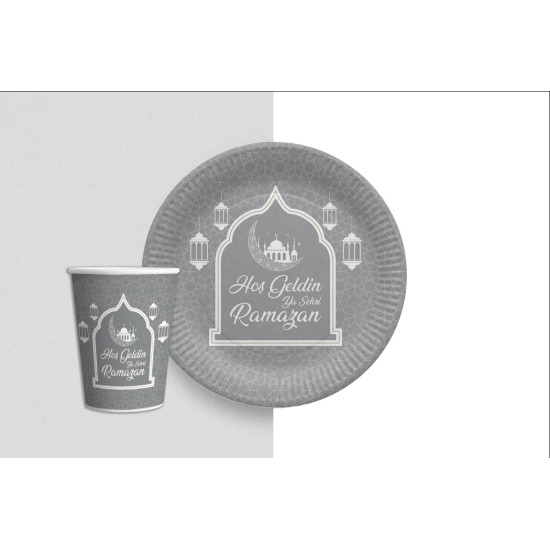 Tabak Bardak Ramazan Gümüş Tabak Bardak Ramazan Gümüş