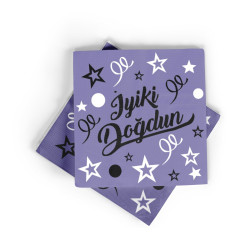 Baskili Peçete İ.doğdun Mor üzeri̇ Altin