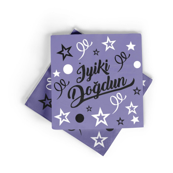 Baskili Peçete İ.doğdun Mor üzeri̇ Altin