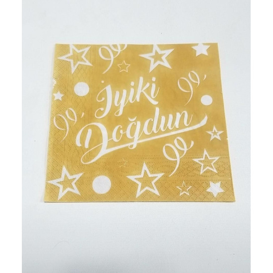 Baskili Peçete İ.doğdun Altin üzeri̇ Beyaz