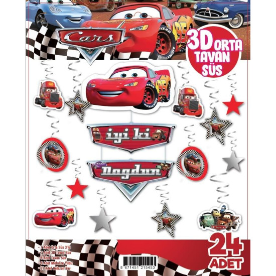 3D TAVAN SÜS 24 LÜ CARS