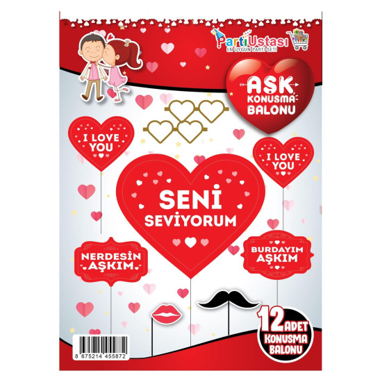 KONUŞMA BALONU SET 12 Lİ SENİ SEVİYORUM KONUŞMA BALONU SET 12 Lİ SENİ SEVİYORUM