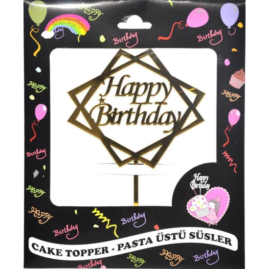 Pasta Yazisi Pleksi̇ Happy Birthday çerçeveli̇ Altin Pasta Yazisi Pleksi̇ Happy Birthday çerçeveli̇ Altin