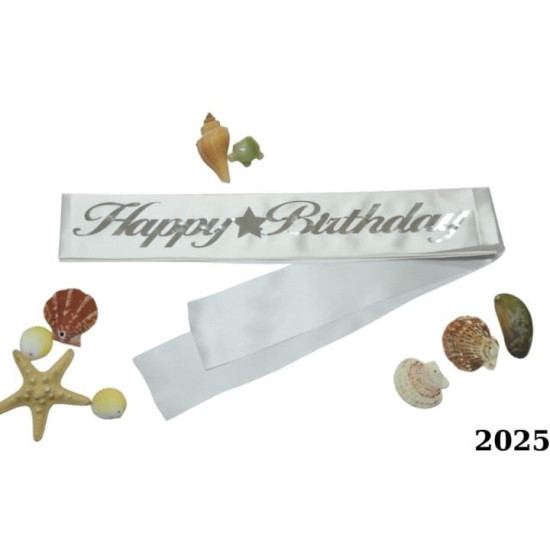 Kuşak Happy Bi̇rtday Beyaz Gümüş