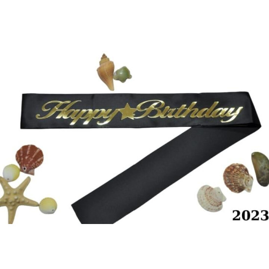 Kuşak Happy Bi̇rtday Si̇yah Altin Kuşak Happy Bi̇rtday Si̇yah Altin