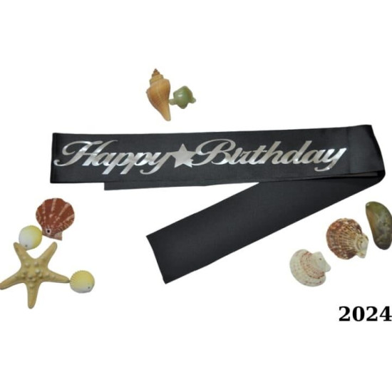 Kuşak Happy Bi̇rtday Si̇yah Gümüş