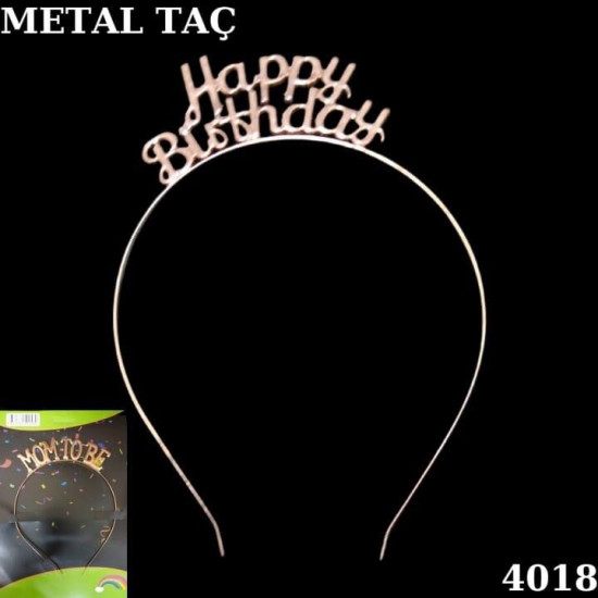 Taç Metal Happy Birthday Bronz Taç Metal Happy Birthday Bronz