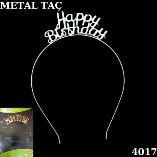Taç Metal Happy Birthday  Gümüş
